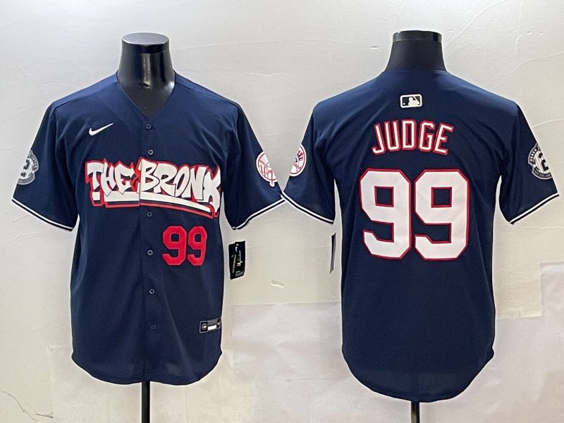 Men New York Yankees #99 Judge Drak Blue four generations Joint Name 2025 Nike MLB Jersey style 4112